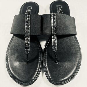 Italian Shoemakers Black Sequin Sandals